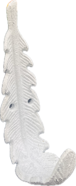 Whitewashed Feather Cast Iron Hook