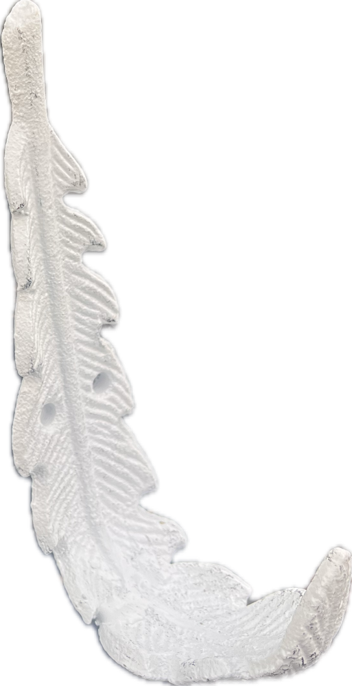 Whitewashed Feather Cast Iron Hook