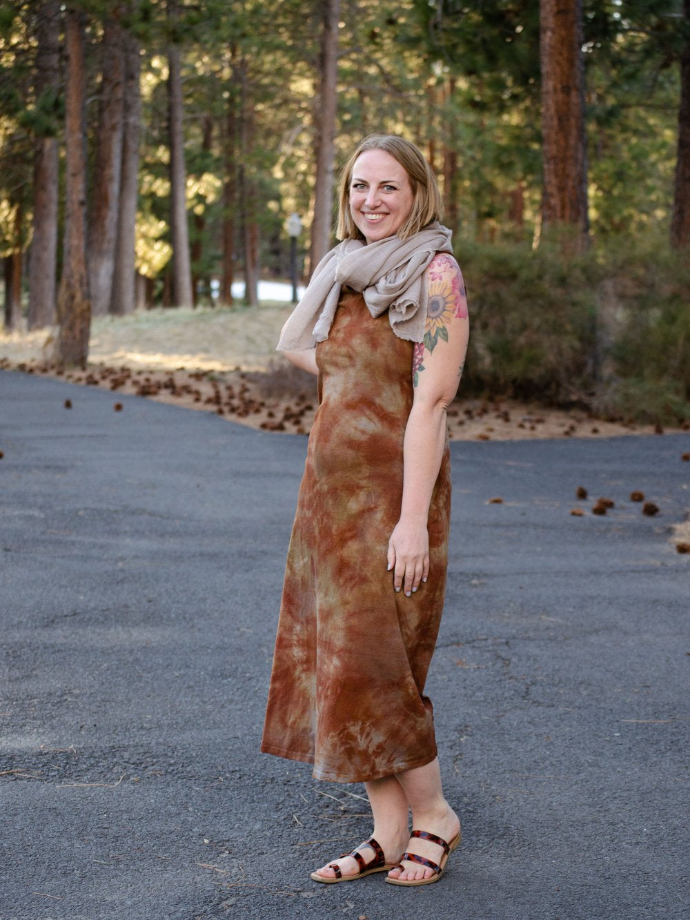 Hand-Dyed Everyday Dress in Smith Rock Colors by 1 Life - Tie Dye Dress for Camping, Shopping, and More