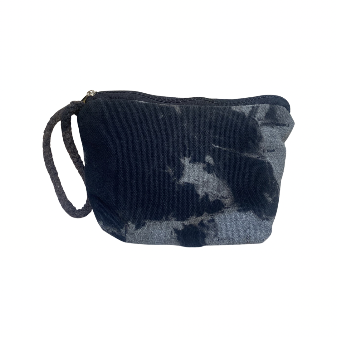 Small Tie Dye Bag - Bleached Clutch by 1 Life - Black Zipper Bag