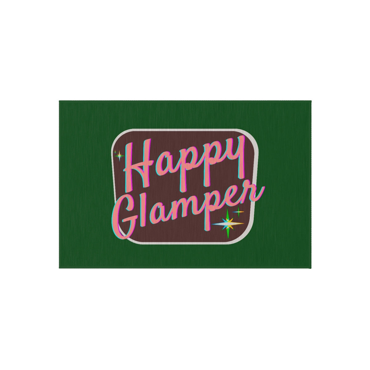 Vintage-Inspired Happy Glamping Rug for Your Camper Van, Tent, or RV