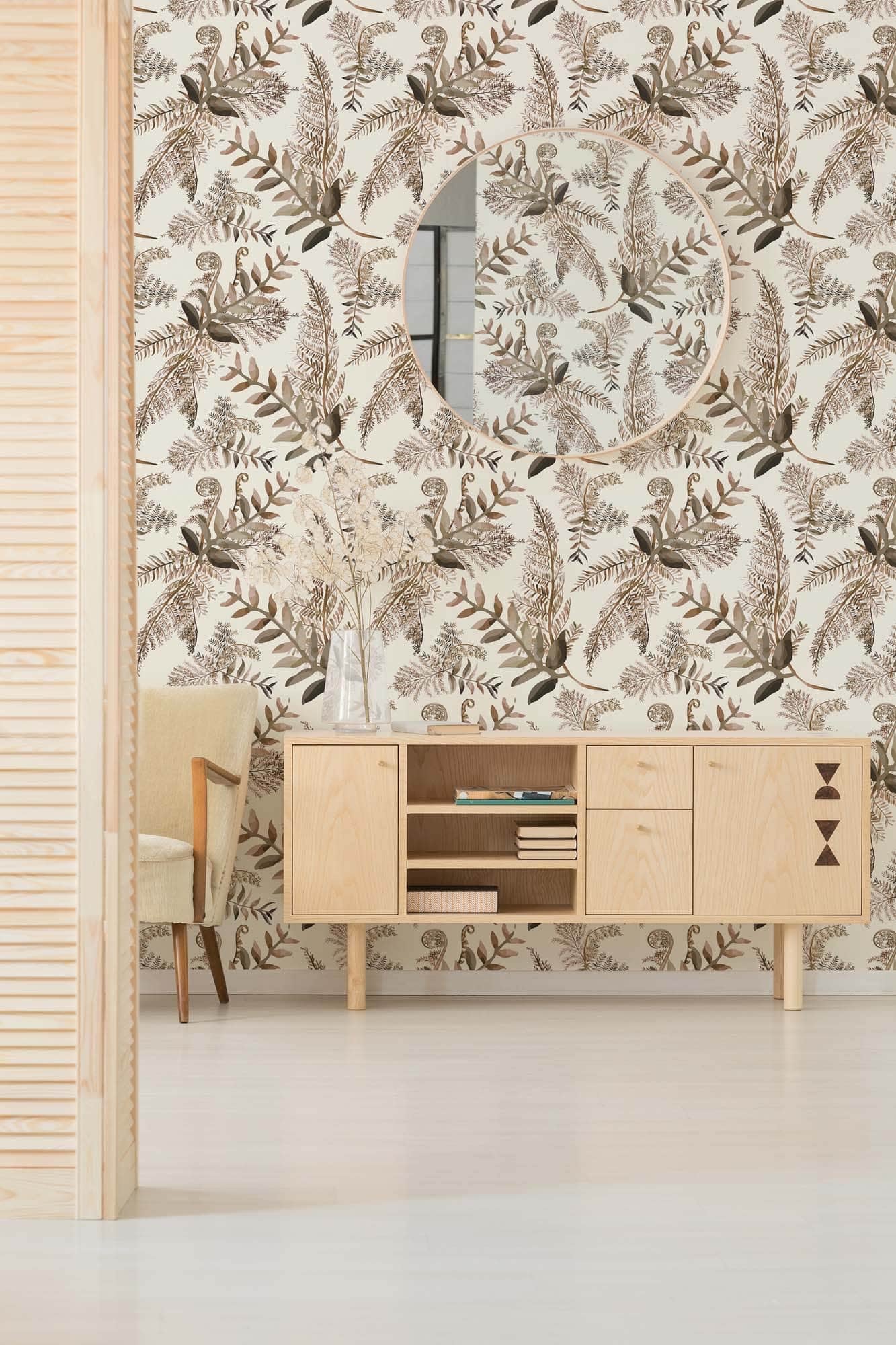 Camper or Home Wallpaper - Neutral Fern Peel and Stick or Traditional Wallpaper