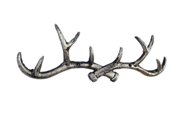 Rustic Copper Cast Iron Antler Wall Hooks 15“