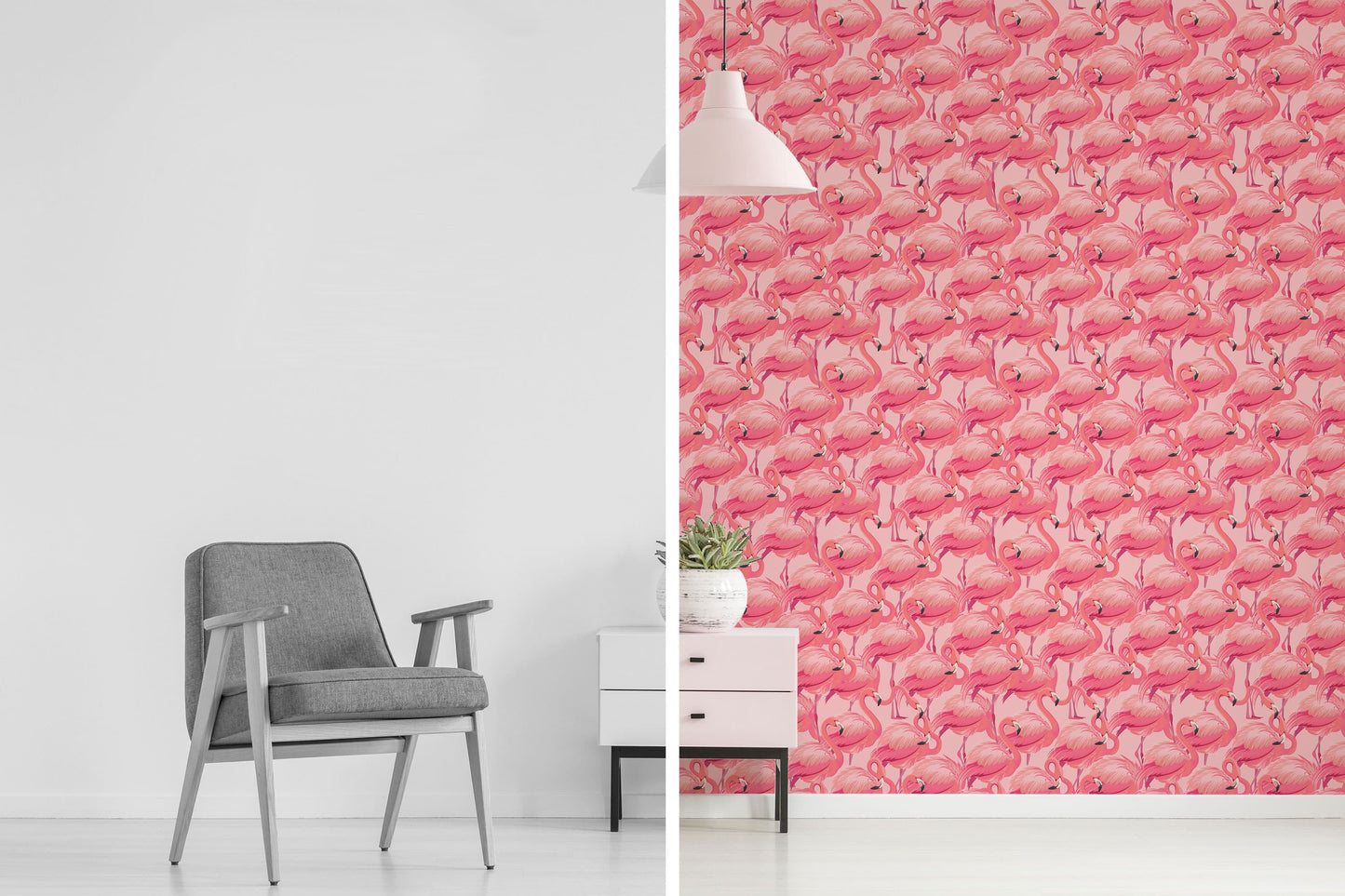 Flamingo Peel-and-Stick or Traditional Wallpaper for your Nursery, Home, Camper van, or Vintage Trailer,