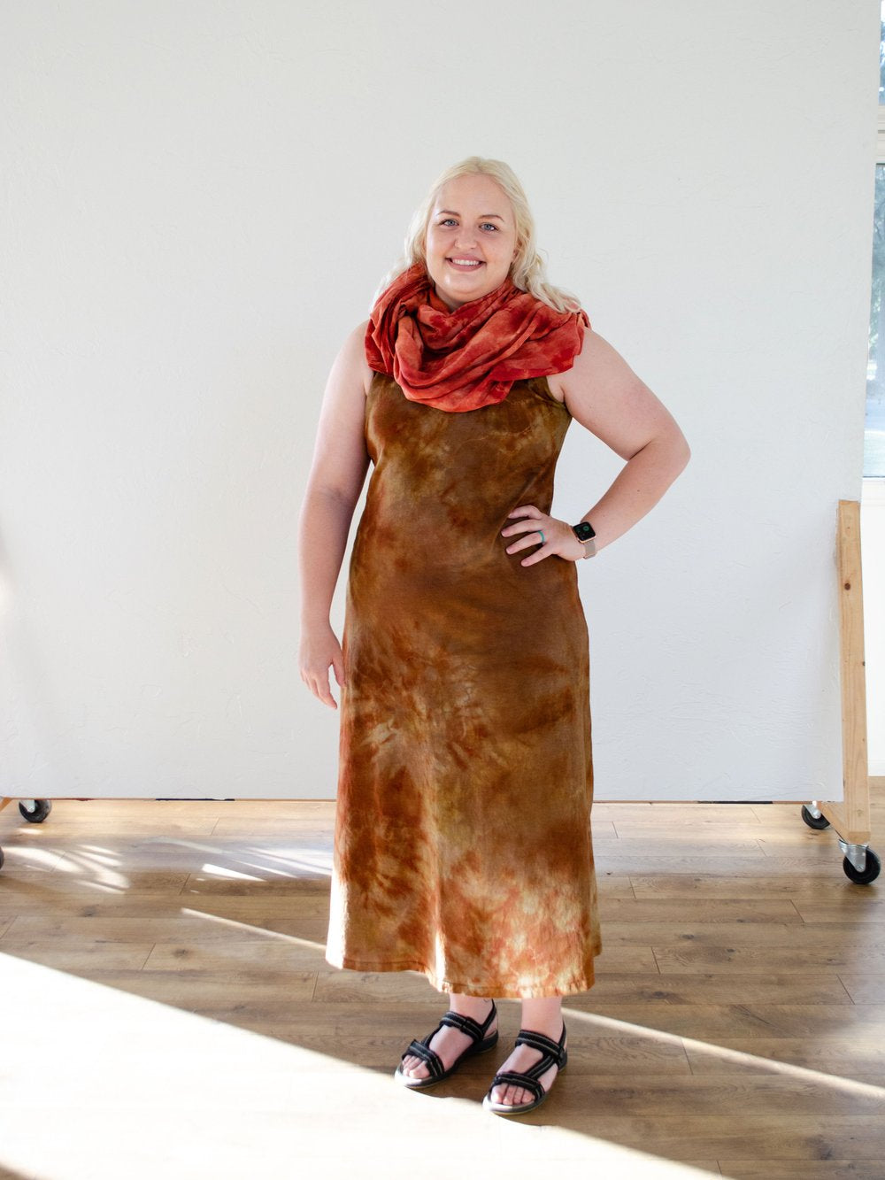 Hand-Dyed Everyday Dress in Smith Rock Colors by 1 Life - Tie Dye Dress for Camping, Shopping, and More