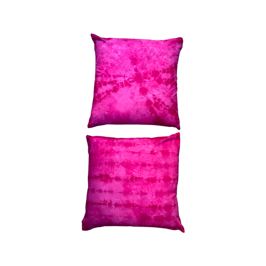Bright Pink Tie Dye Pillowcases - Set of 2 Hand-Dyed Pillowcases - Bougainvillea Cases by 1 Life