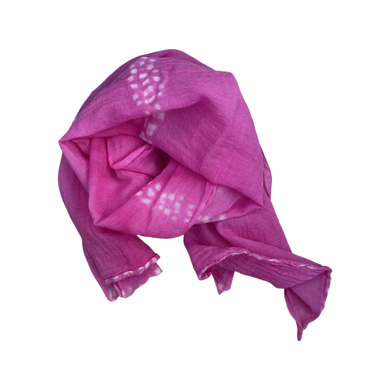 Patterned One-of-a-Kind Hand-Dyed Wool Gauze Scarf in Electric Orchid by 1 Life - Hand-Dyed Wool Scarf for Warm or Cold Weather