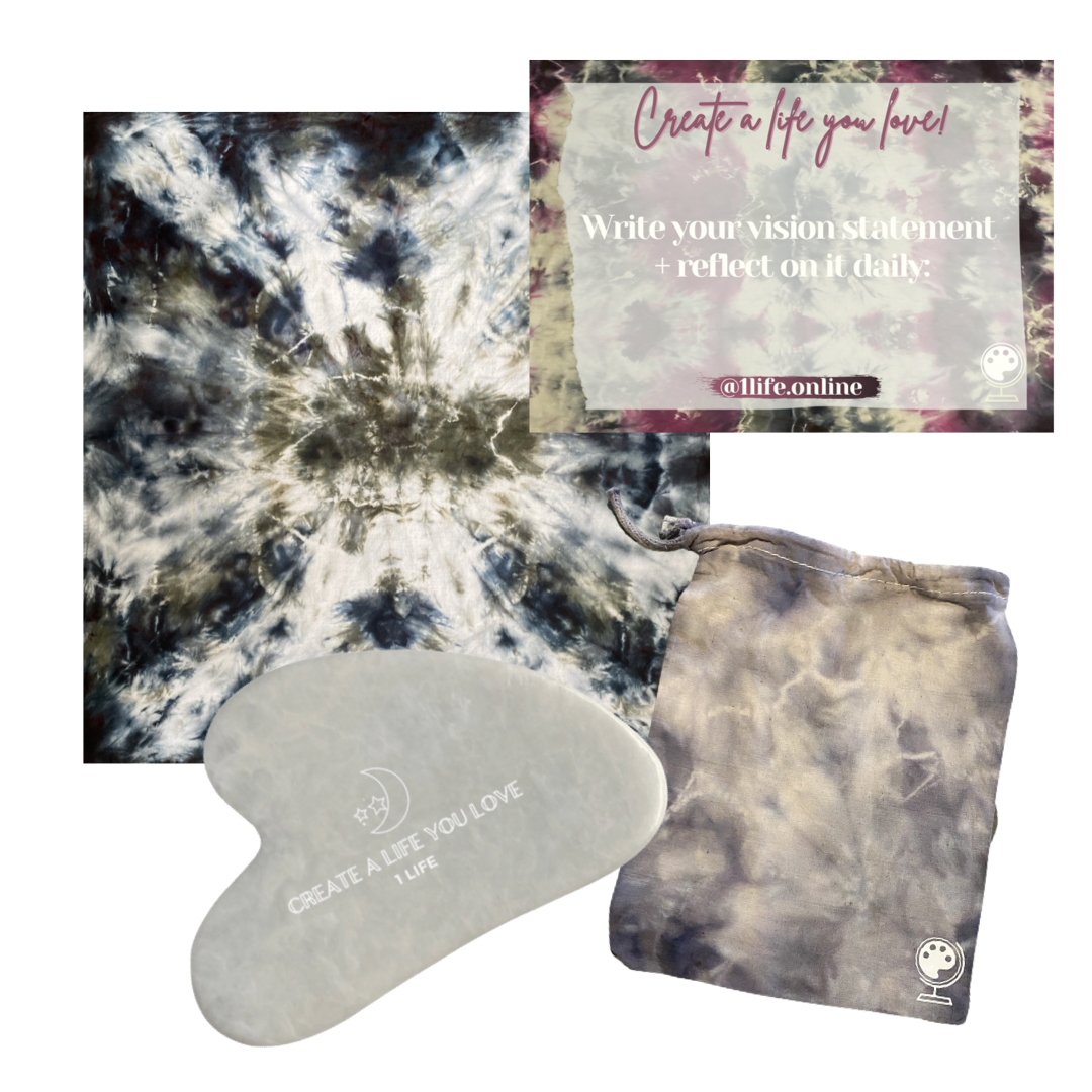 Jade Gua Sha Stone and Tie Dye Bandana Ritual Kit