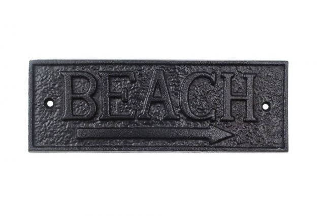 Rustic Black Cast Iron Beach Sign 9", For Inside or Outside Use in your RV, home, Vacation Home, Hotel, Nursery, etc