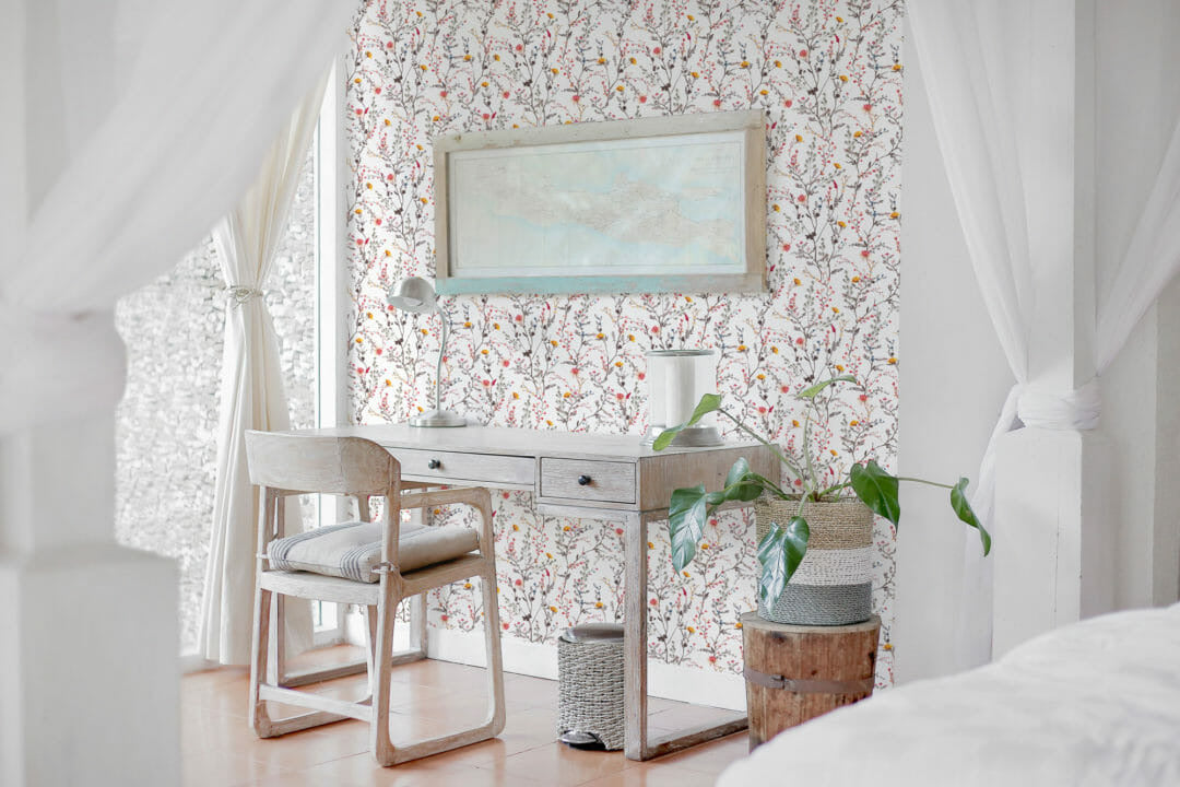 Sweet Wildflower Print Peel-and-Stick or Traditional Wallpaper for yourHome, Camper van, or Vintage Trailer,