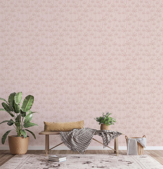 Pink Floral Wallpaper - Vintage-Inspired - Peel and Stick or Traditional Wallpaper for your Nursery, , Camper van, or Vintage Trailer,