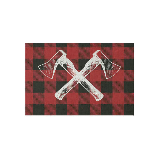 Red Plaid Outdoor Rug for your Favorite Lumberjack or Lumberjill - Perfect. For Campsites, Home, RVs, AirBnBs, and More!