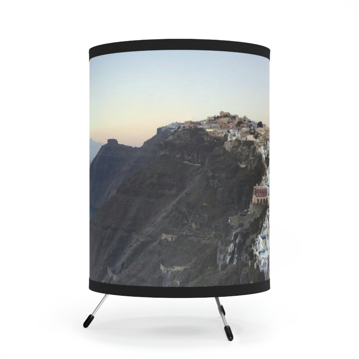 A Stroll in Santorini Lamp - Tripod Lamp with Printed High-Resolution Shade, US\CA plug