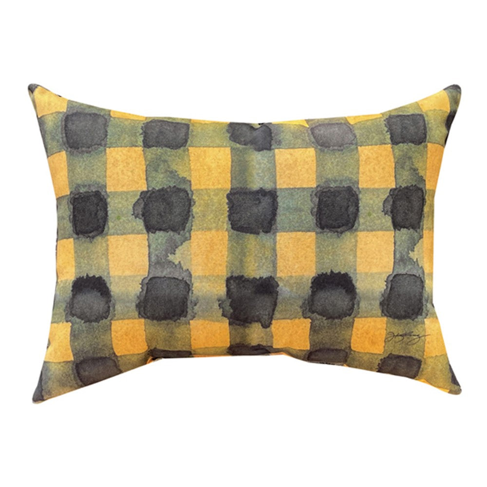 Plaid Indoor/Outdoor Pillow Set of 2 Antler Ridge Yellow Plaid Climaweave Pillows for your Vacation Home, RV, Camper, or Home