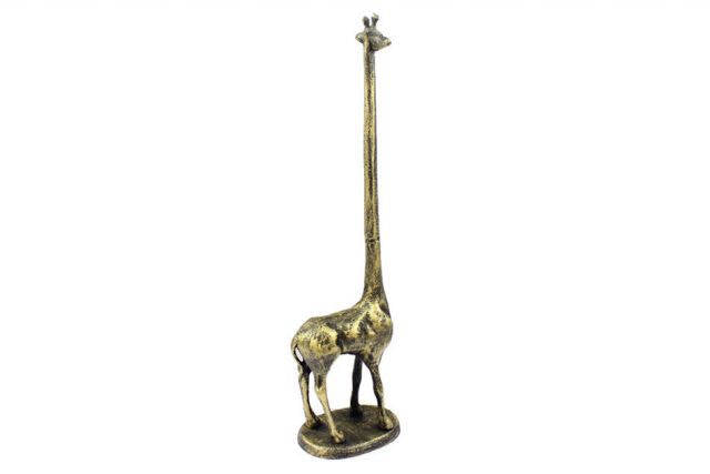 Rustic Gold Cast Iron Giraffe Extra Toilet Paper Stand 19”