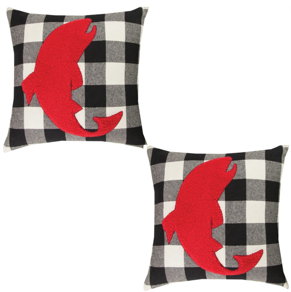 Set of 2 Buffalo Check Fish Pillows