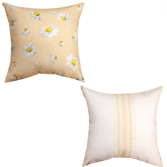 Cutesy Indoor/Outdoor Climaweave Pillows - Set of Pillows in Floursack Herbs Daisy Design for your Porch, Camper, Beach House, or More