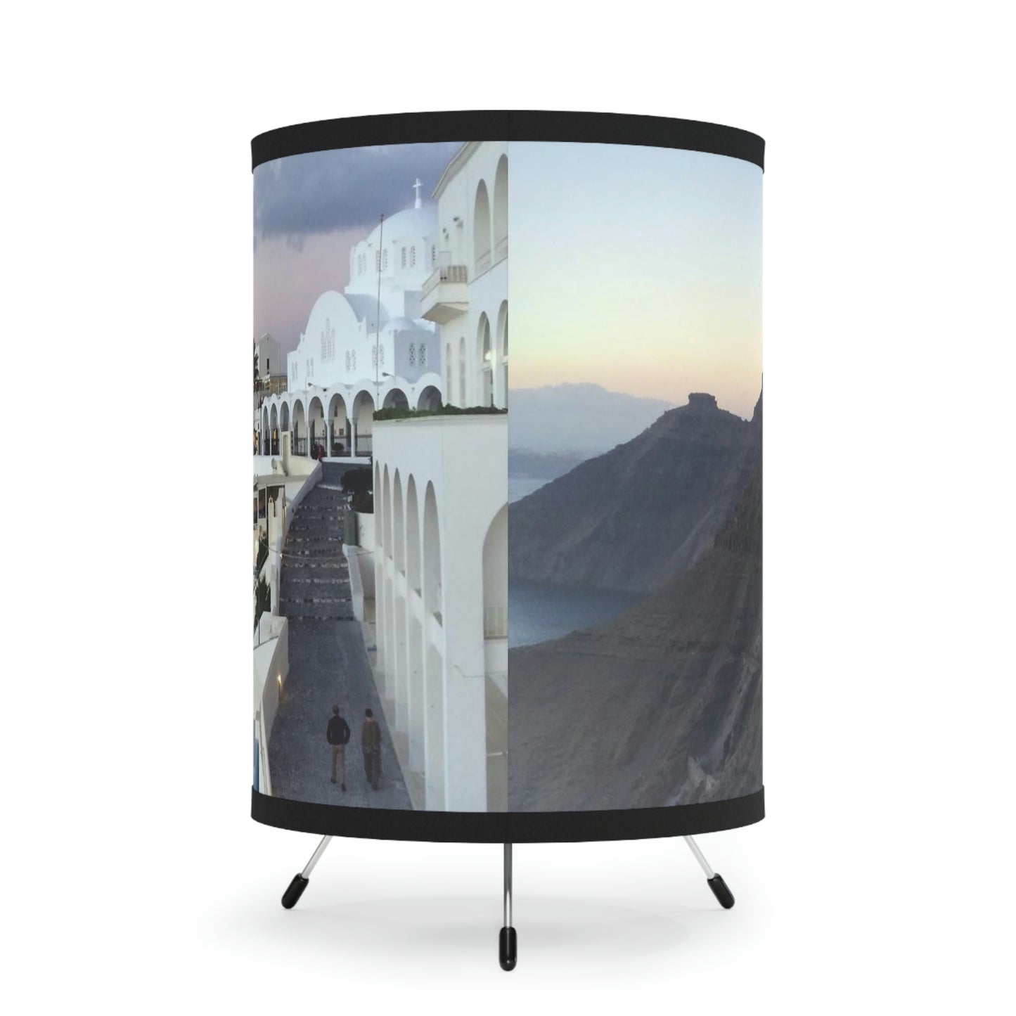 A Stroll in Santorini Lamp - Tripod Lamp with Printed High-Resolution Shade, US\CA plug