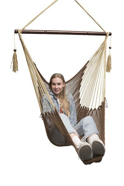 100% Cotton Woven Indoor/Outdoor Mayan Hammock Chair with Wood Bar