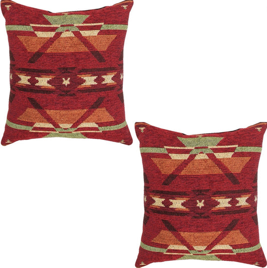 Bright Terracotta Tapestry Pillows - Set of 2